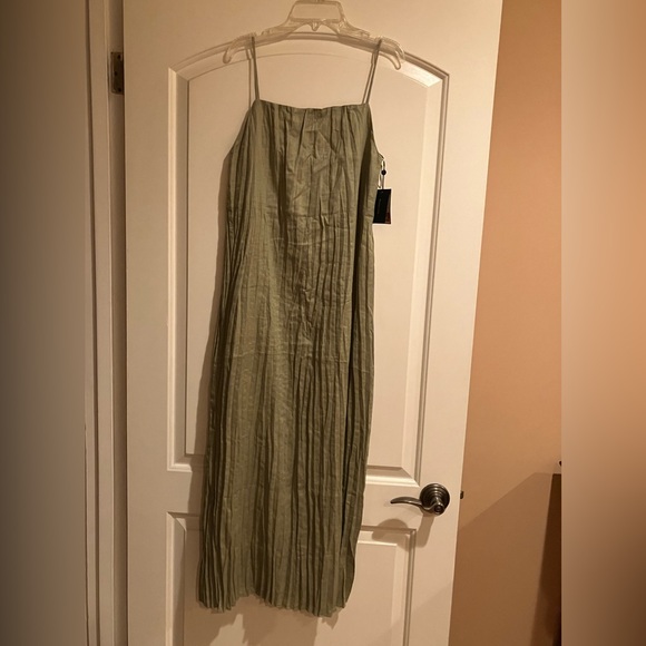 Massimo Dutti PLEATED LINEN BLEND MIDI DRESS - Picture 4 of 5
